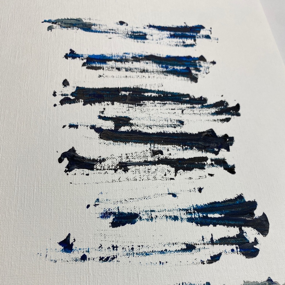Abstract Acrylic Original Painting On Canvas Paper 9X12 Wall Art Blue Black - Picture 4 of 7